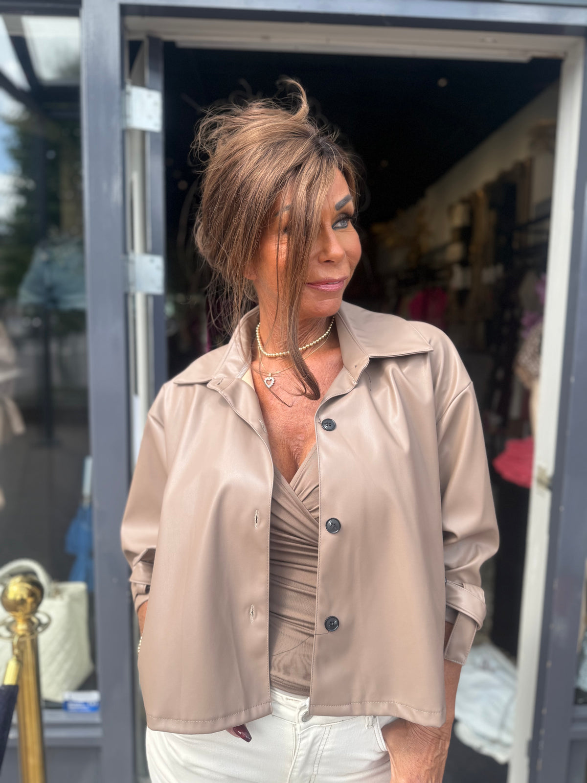 Vegan Leather Jasje "Rizzo" Taupe