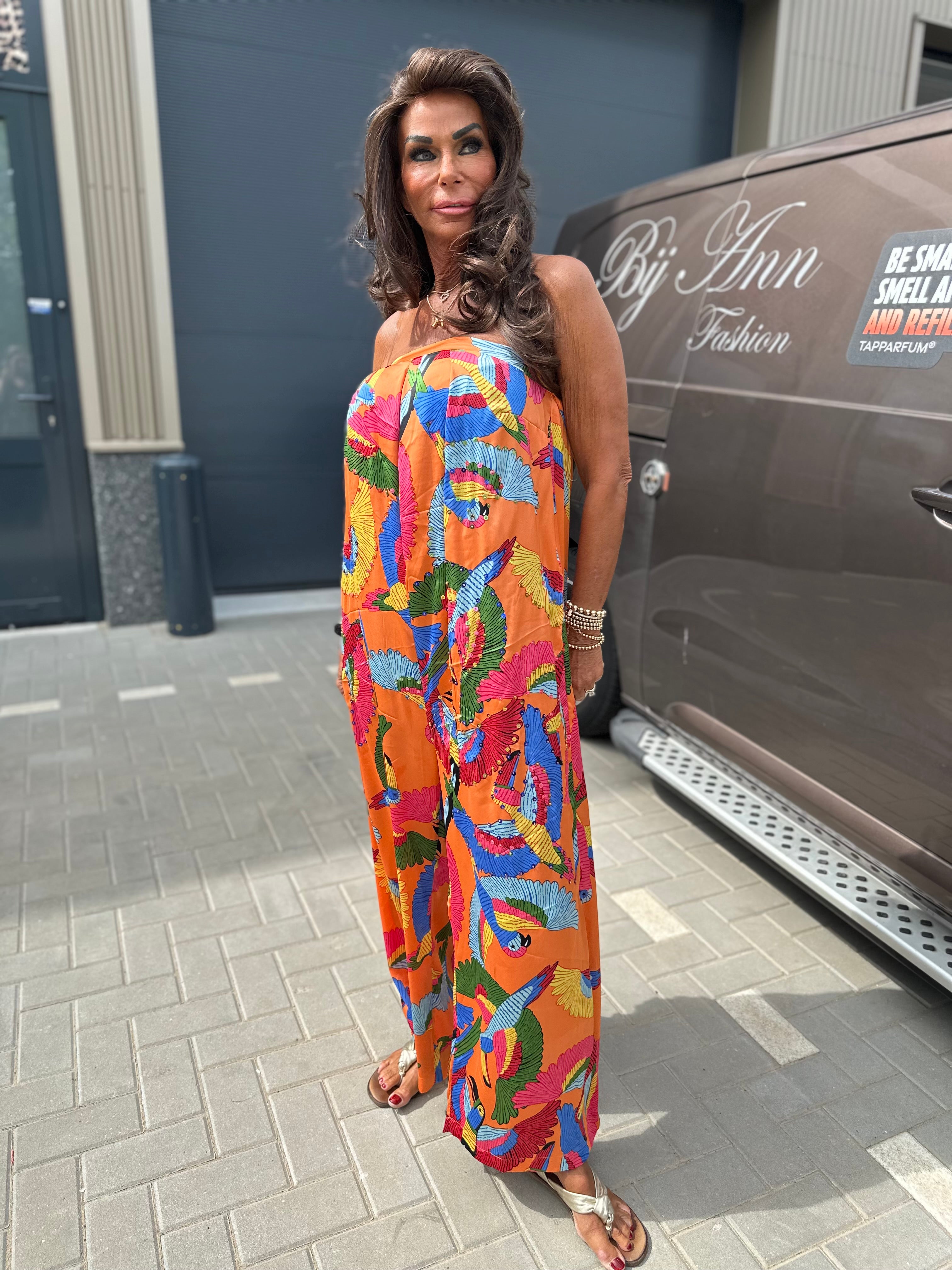 Strapless Jumpsuit Gold&Silver oranje