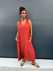 Lange jurk "Catarina" brique