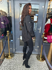 Blouse "Sassy Strassy" steentjes zwart