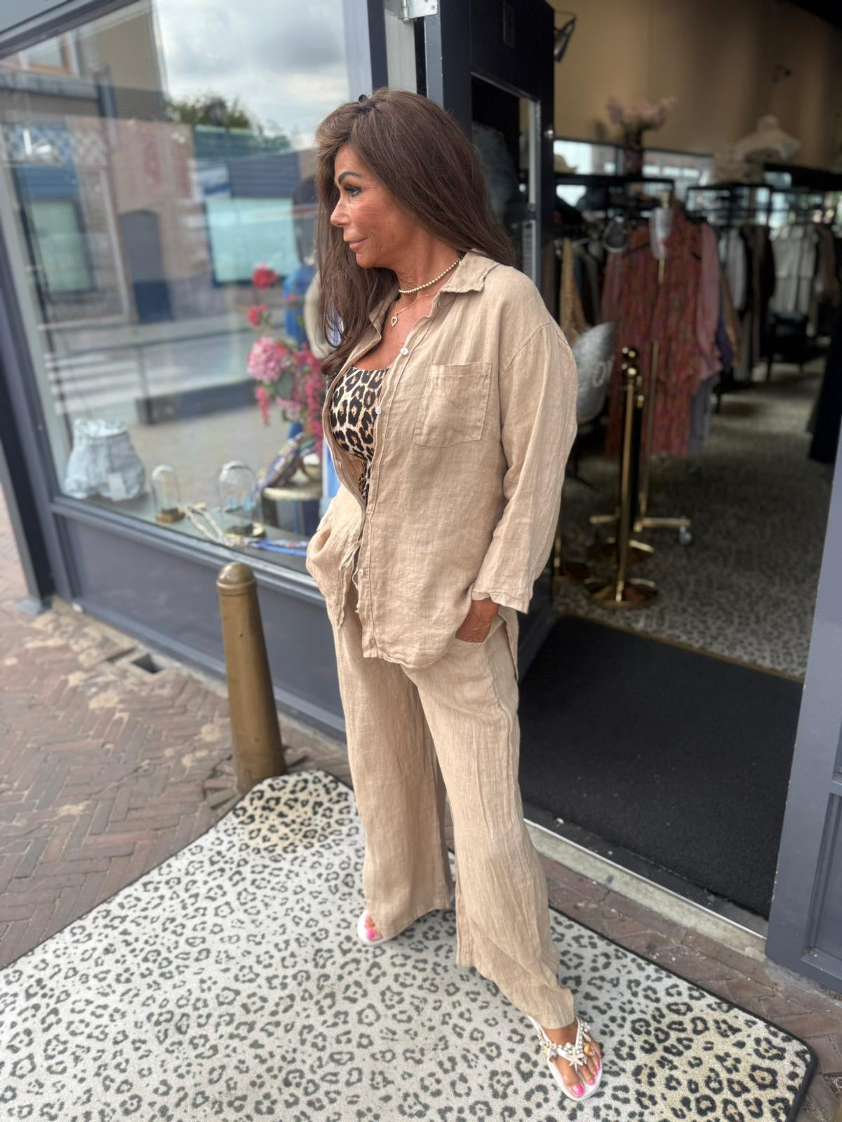 2 delig linnen set “Lindsay” Camel