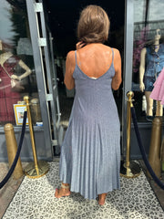 Lurex plisé Jurk "Emily" blauw/goud