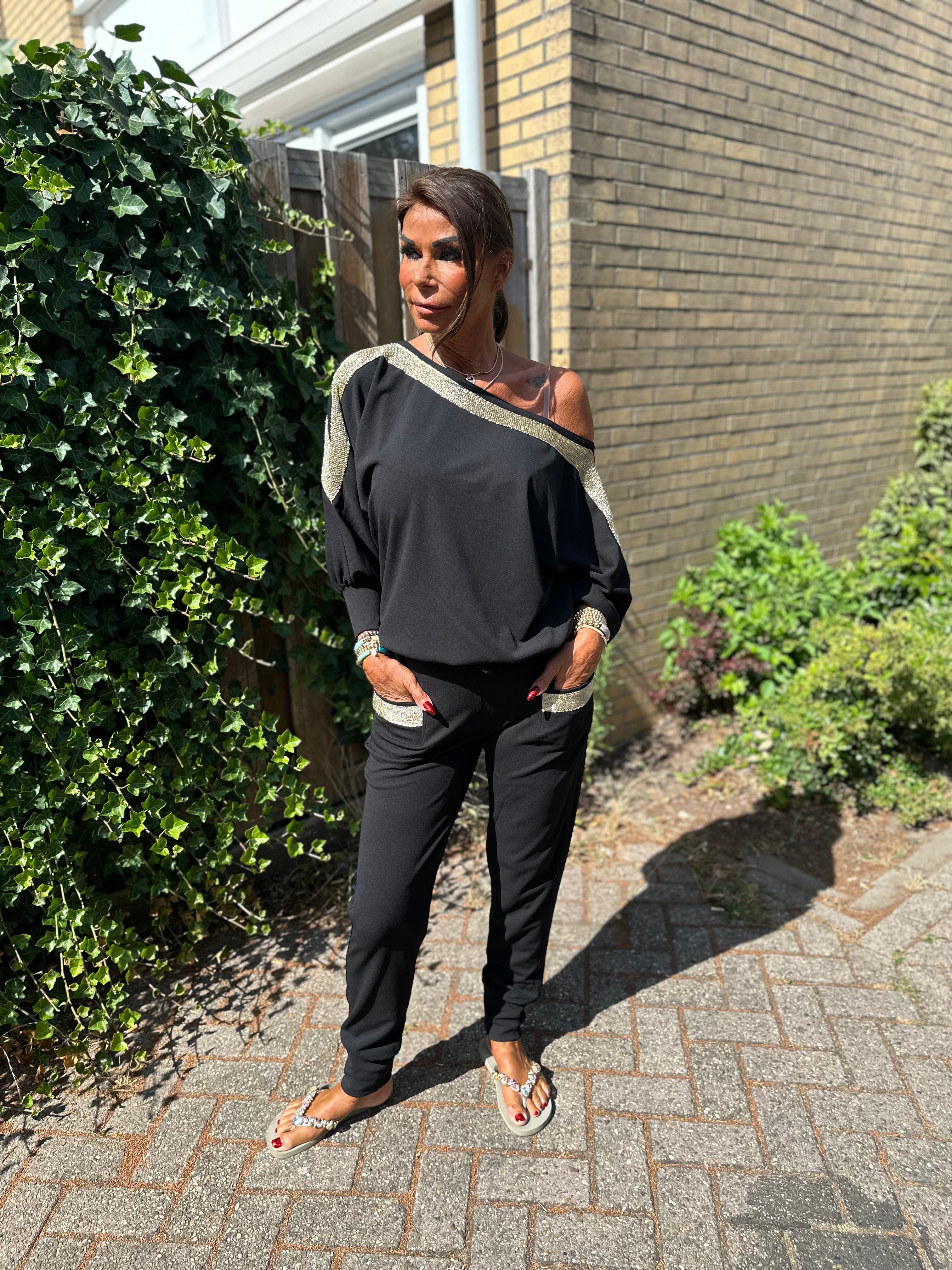 Tweedelig pak "Golden edge" zwart