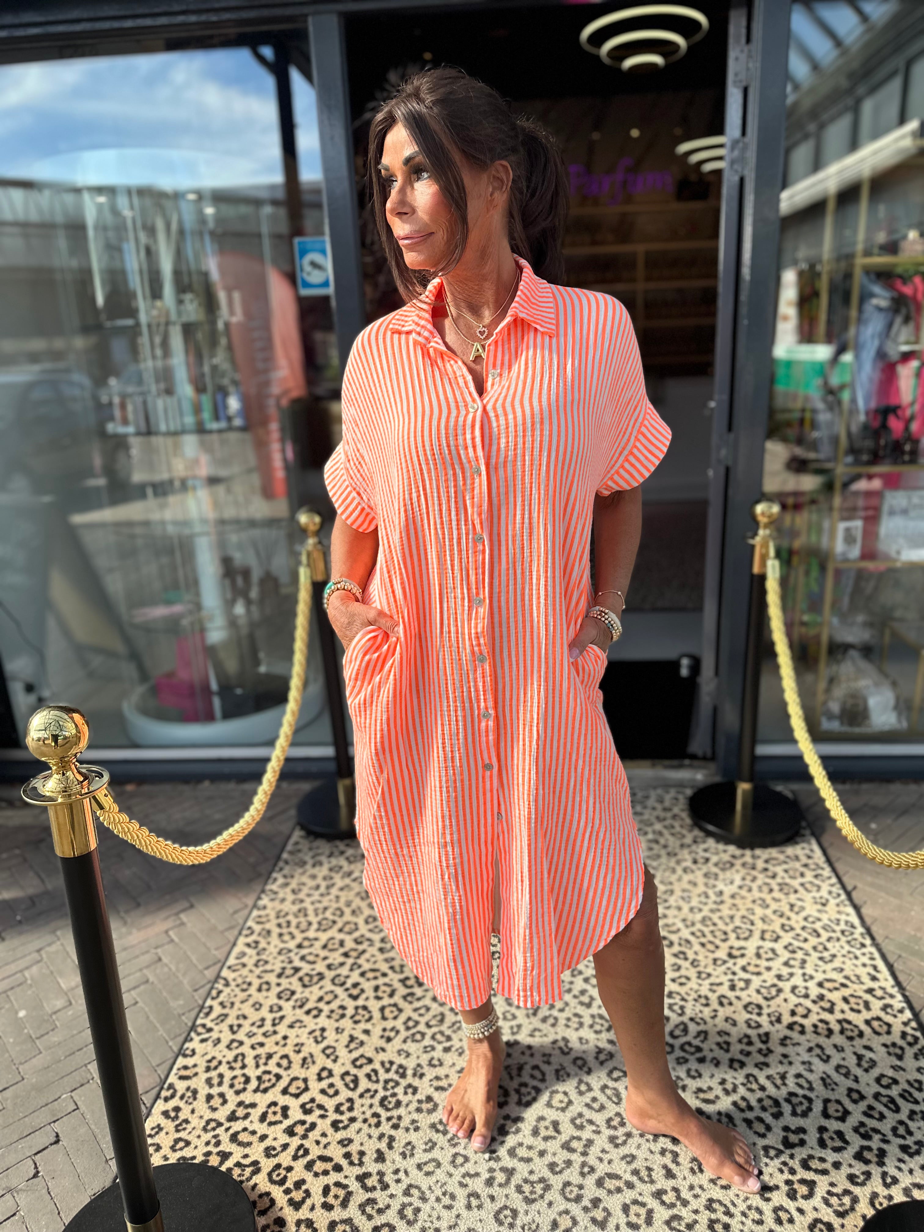 Lange jurk Neon oranje
