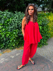 2 delig set "spaghettibandje Hydrofiel" rood
