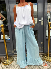 Tencill broek "Ruche" denim blue
