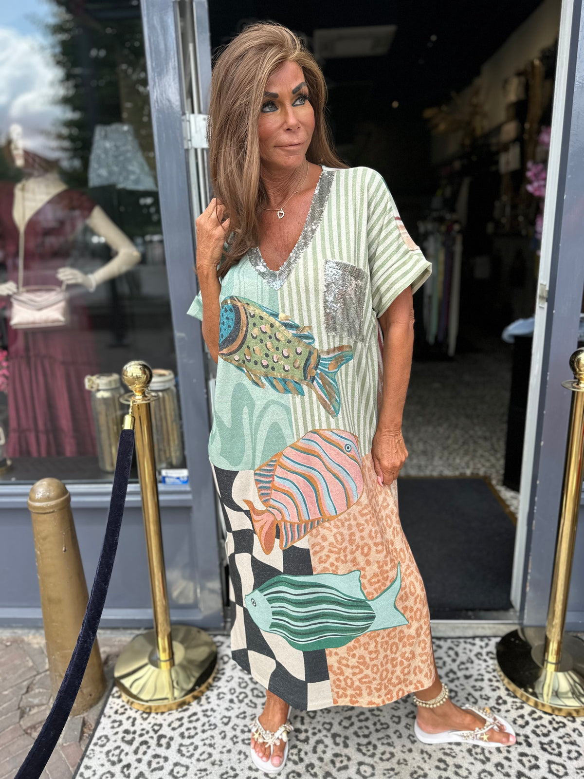 Lurex Jurk "Sea" groen