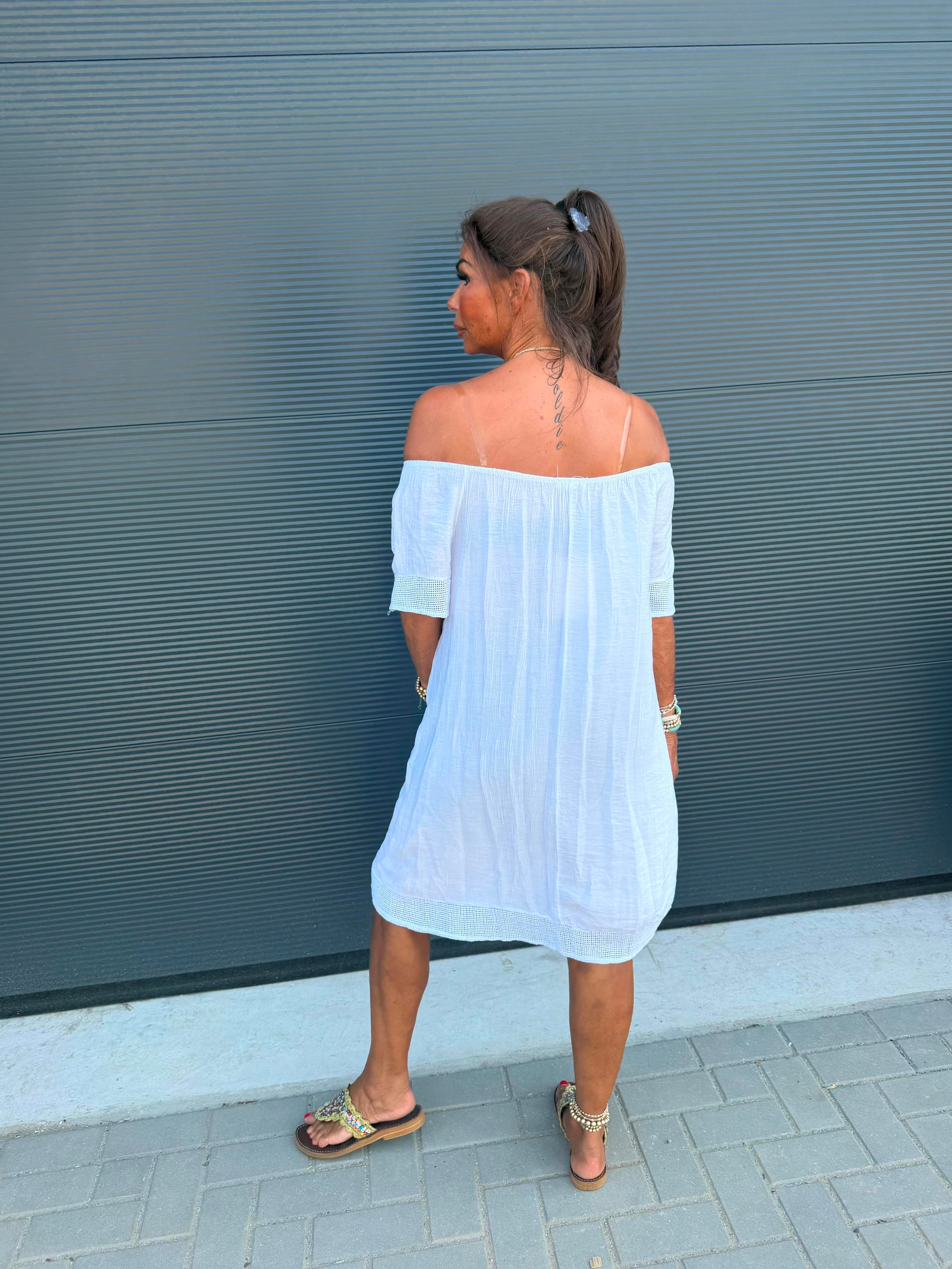 Off-shoulder jurkje “Viscose” wit