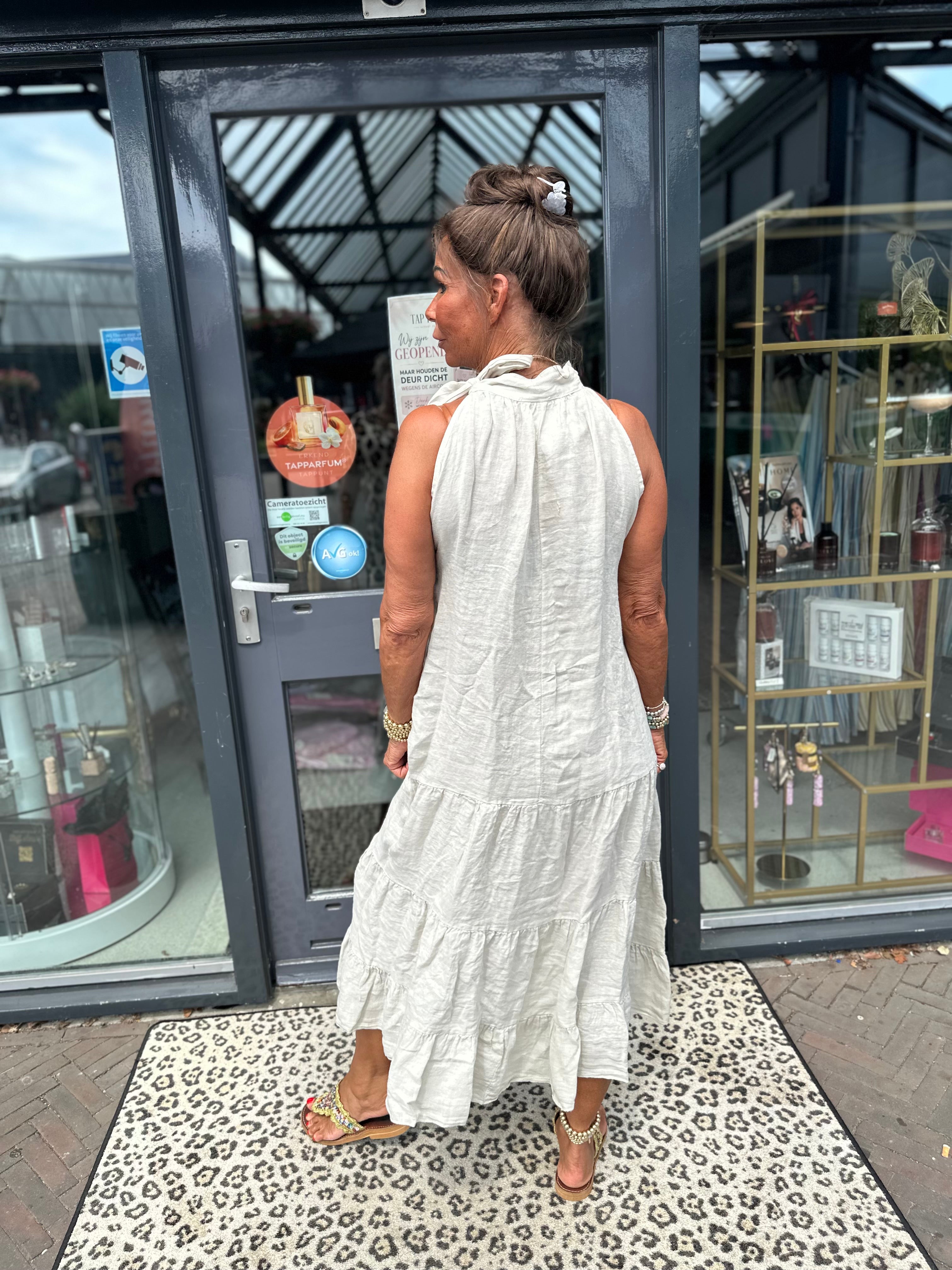 Halterjurk Linnen Beige