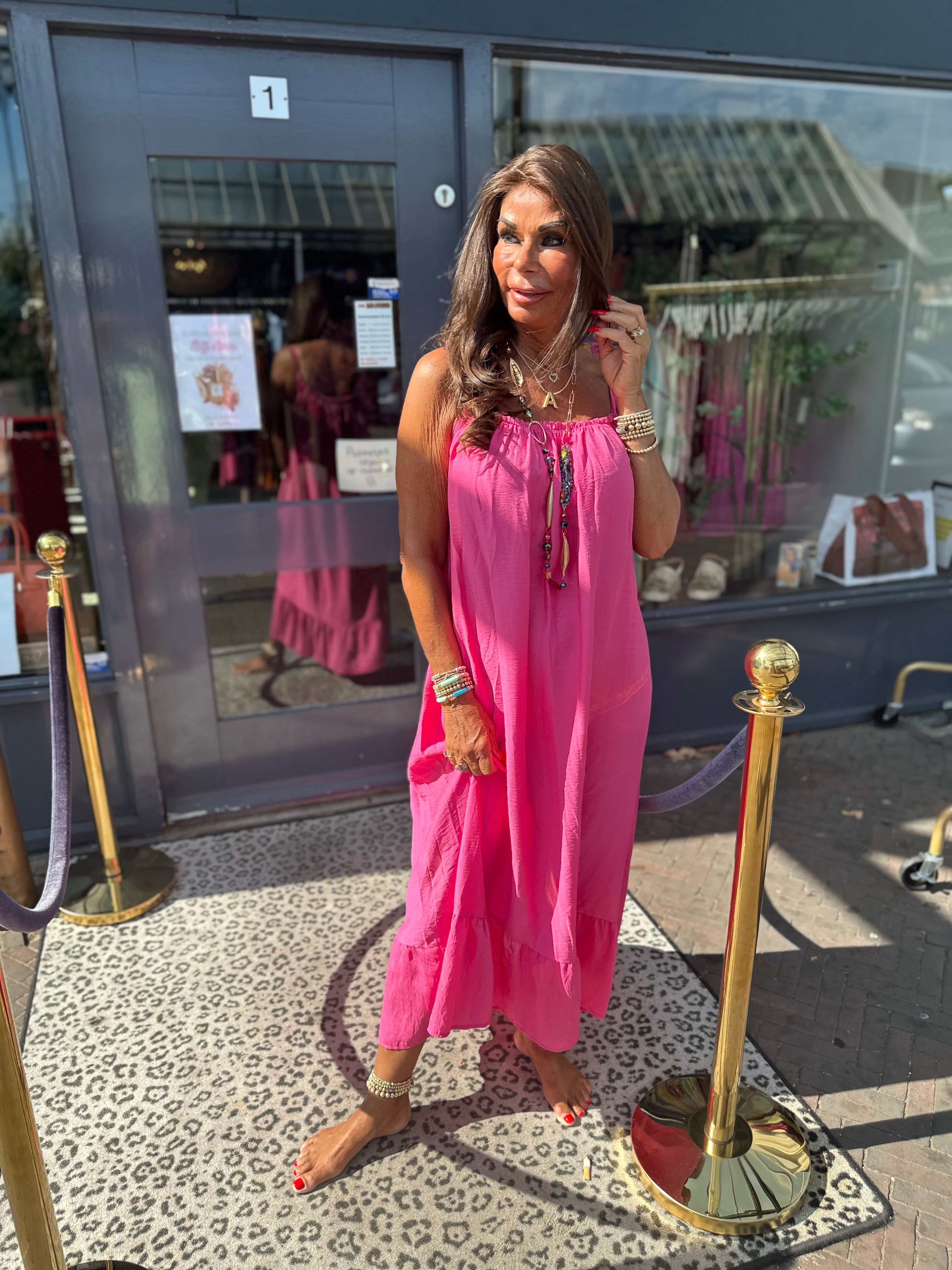 Lange Viscose jurk "Emily" fuchsia