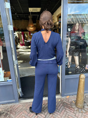 2 delig set wafelstof “monday"  navy
