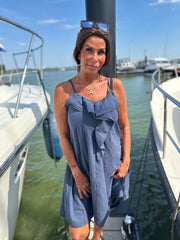 Korte jurk ruches "Fierce" navy