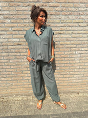2 delig set "Pofbroek" Legergroen