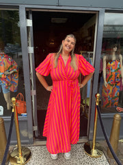 Jurk "streepjurk Hola" Roze/oranje