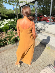 Lange jurk Ruches “Vito” Camel