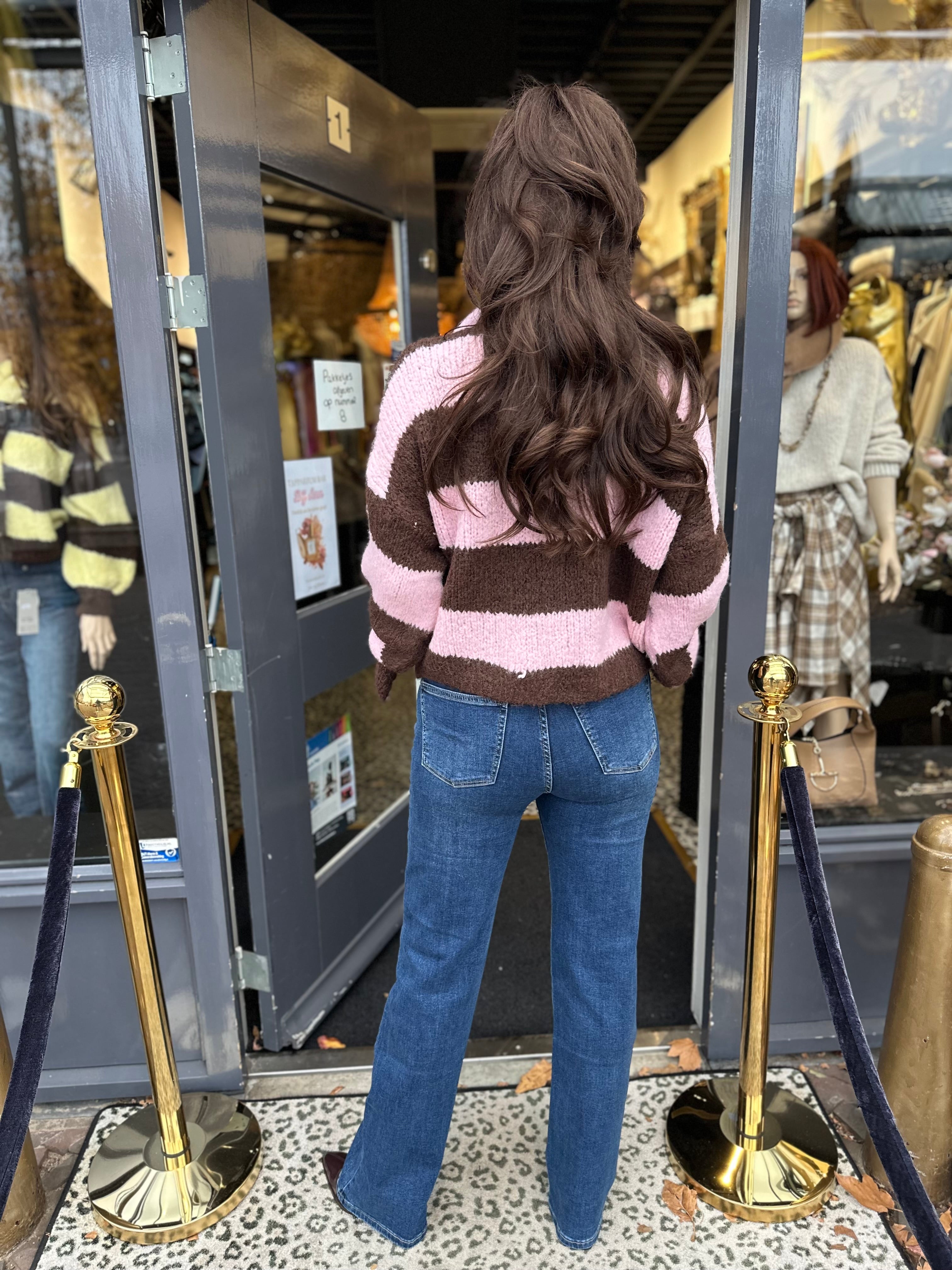 Vest met sjaal gestreept Roze/bruin