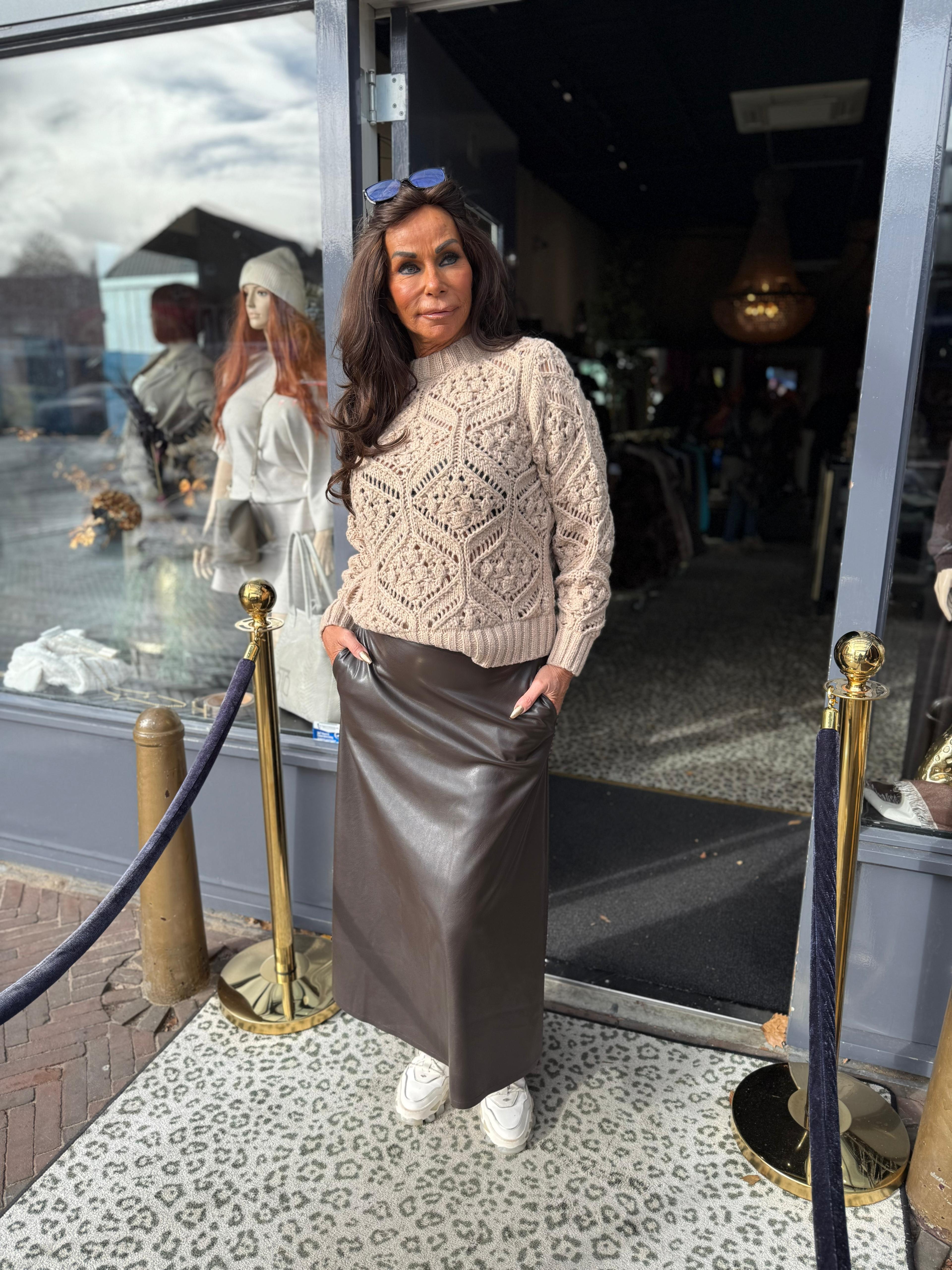 Leren rok "Lana" Donkerbruin