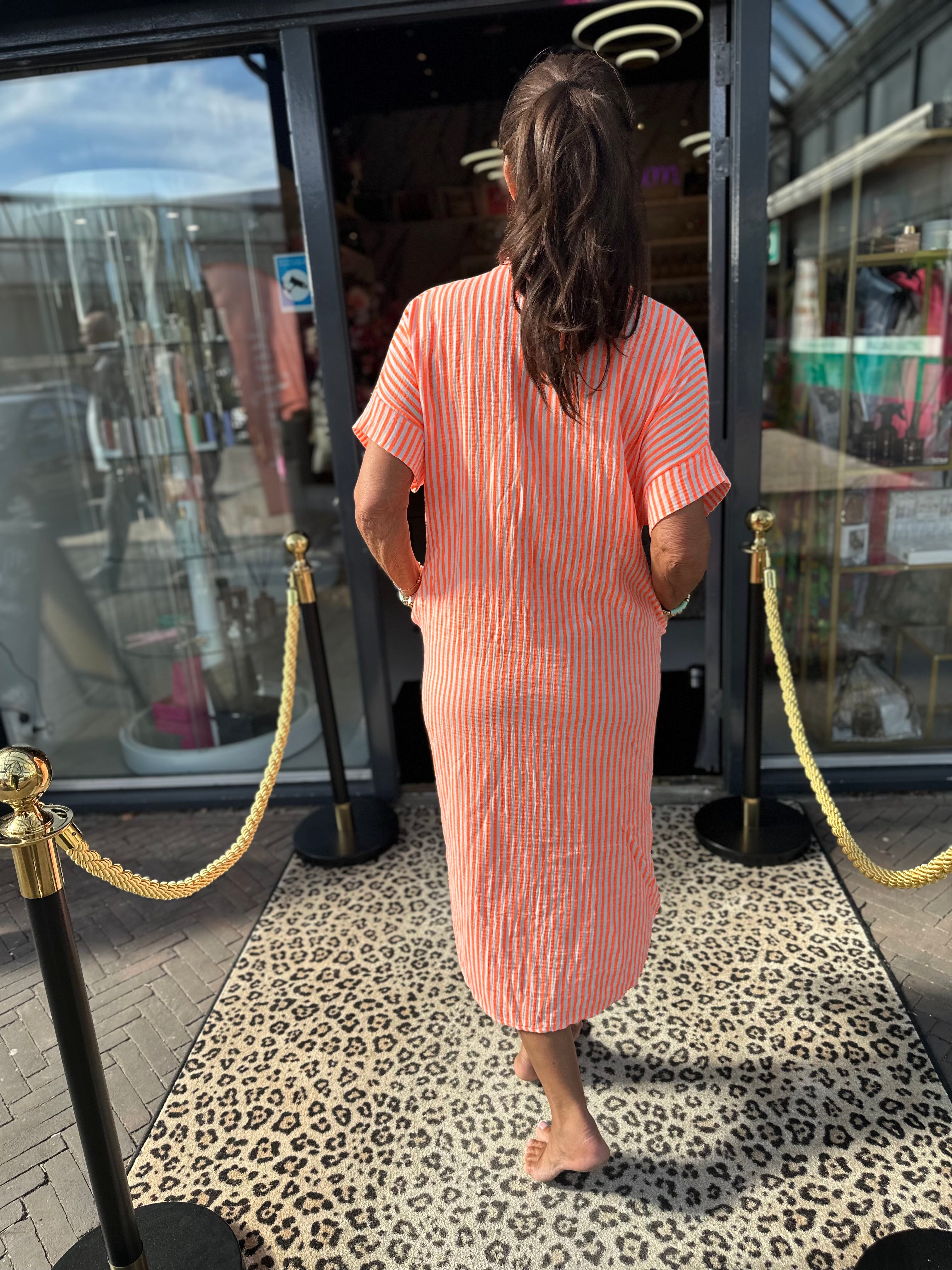 Lange jurk Neon oranje