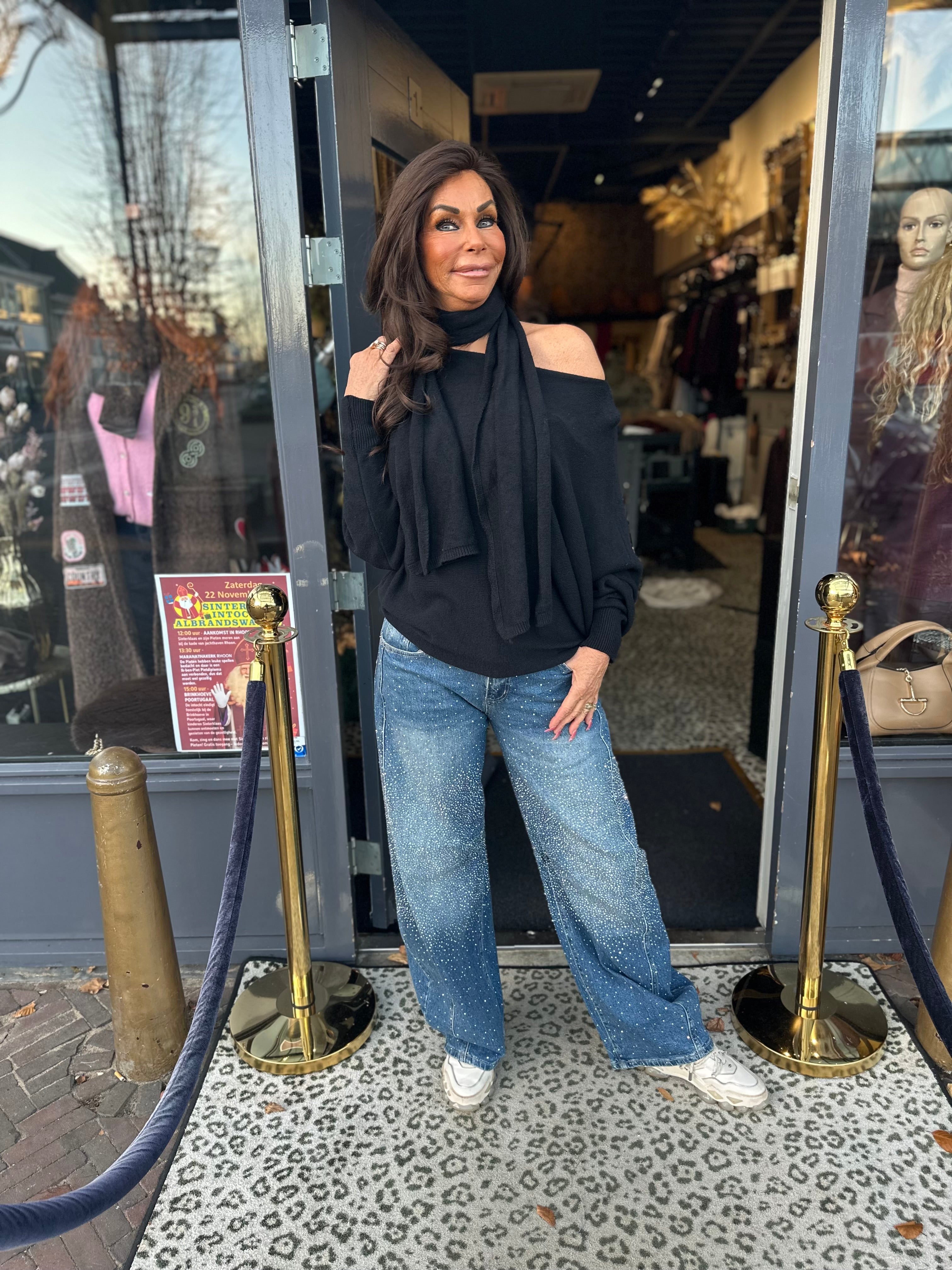 “Ballon" jeans blauw met bling