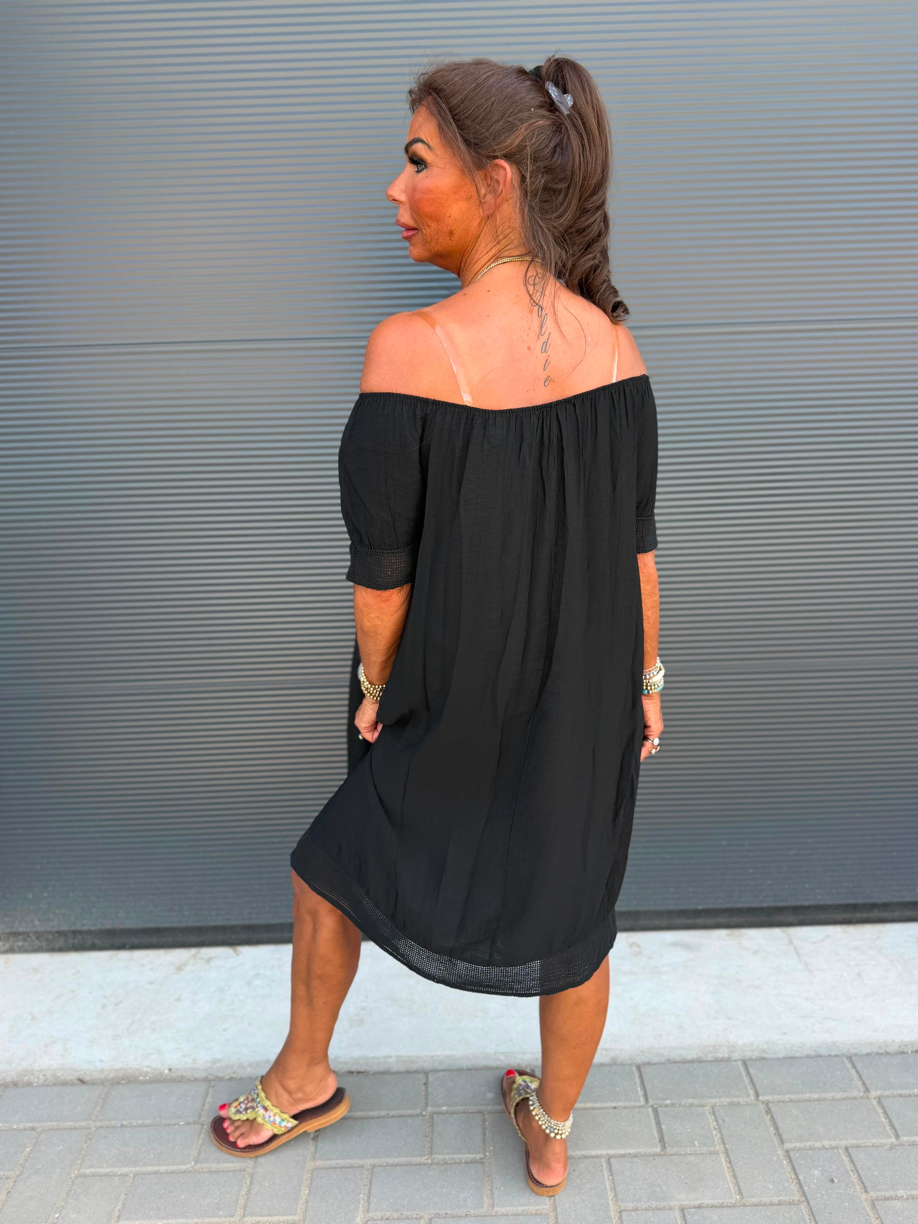 Off-shoulder jurkje “Viscose” zwart