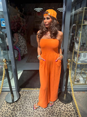Strapless jumpsuit “Maya” hydrofiel oranje