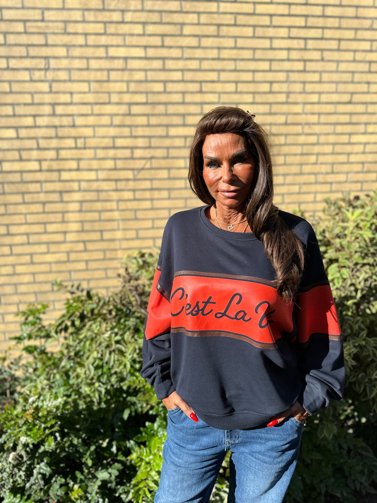 Trui "Cest la vie" Donkerblauw