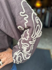 Blouse "Broderie" donkerbruin