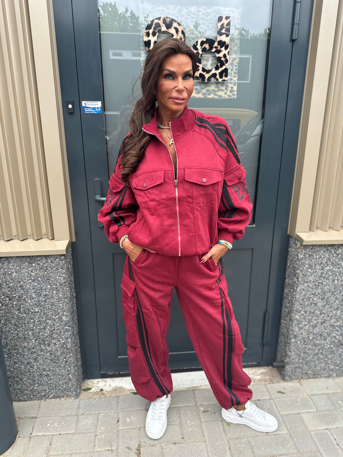 2 delig joggingset Baseball bordeaux