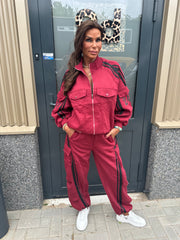 2 delig joggingset Baseball bordeaux