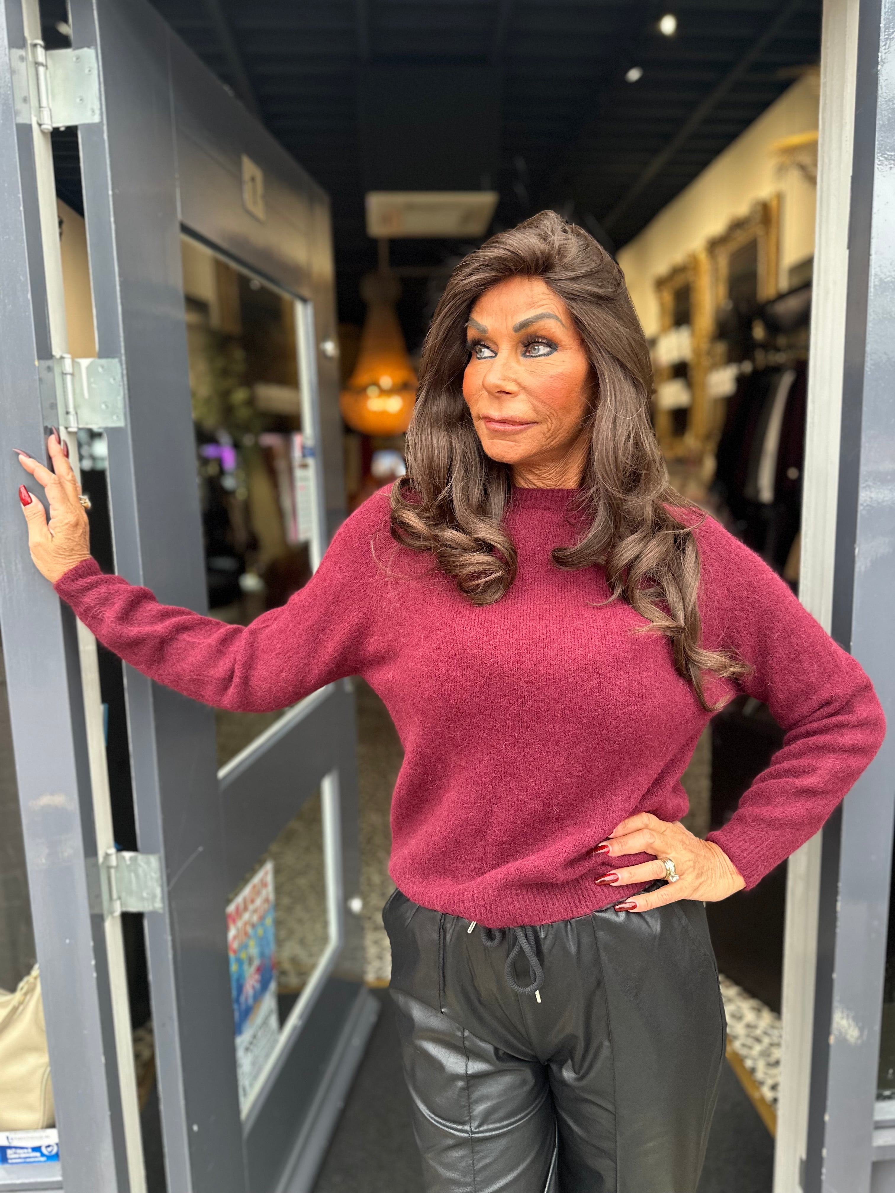 Top lange mouw "Cozy" Bordeaux
