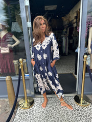 Jurk "Knot" donkerblauw