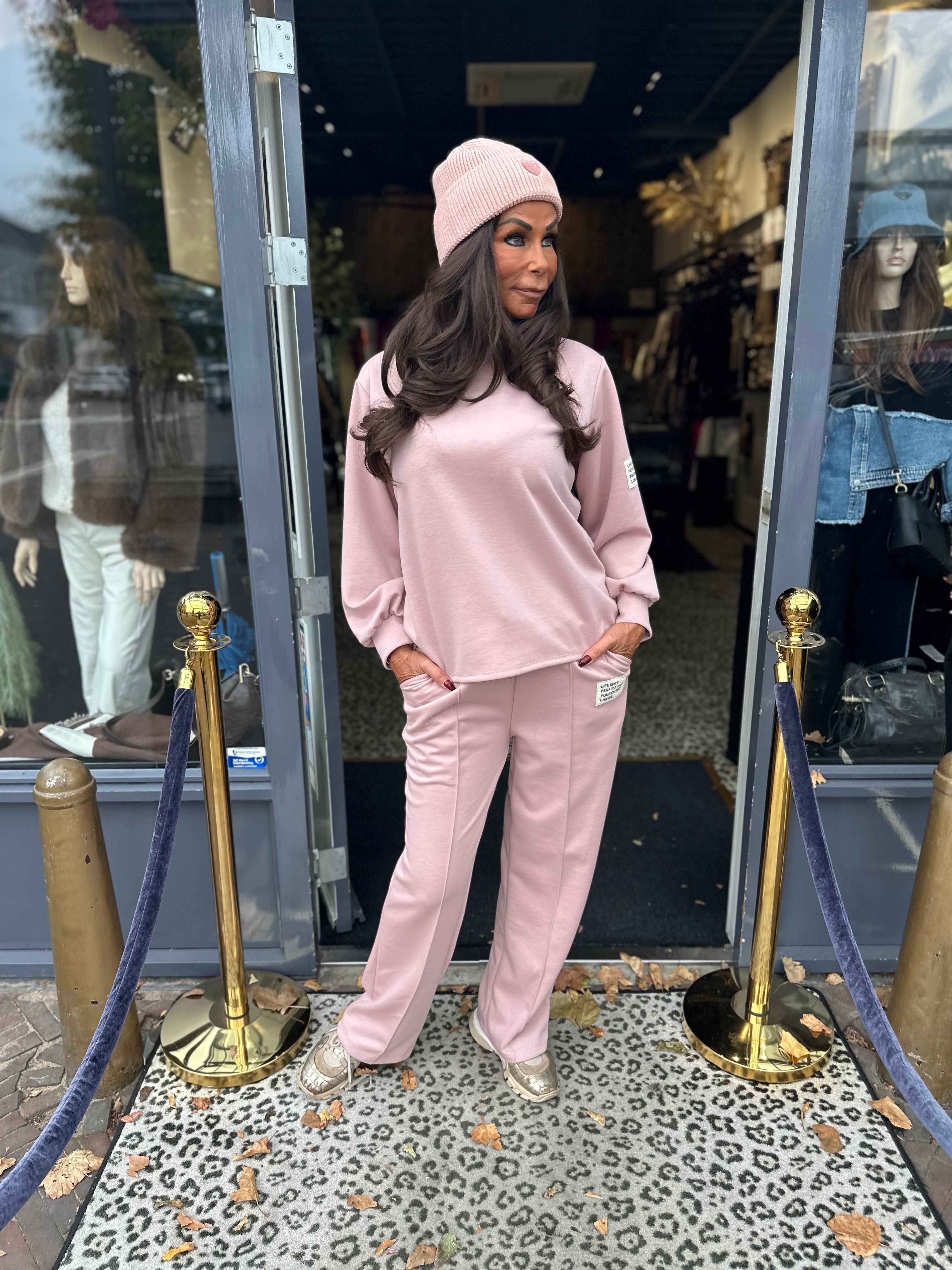 Life isn't perfect set lange mouw "Oud roze"