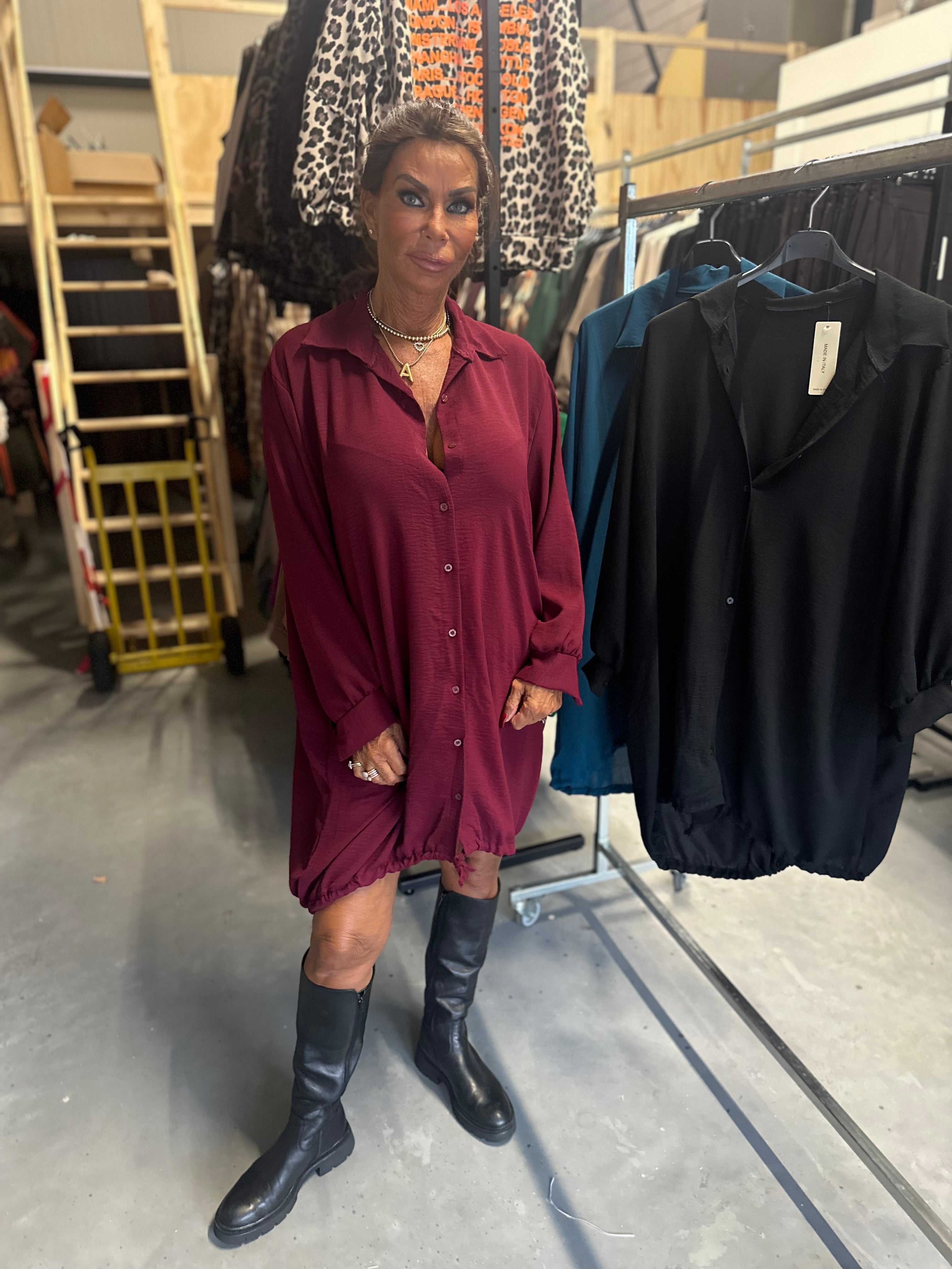 Blouse jurk "Novalee" bordeaux