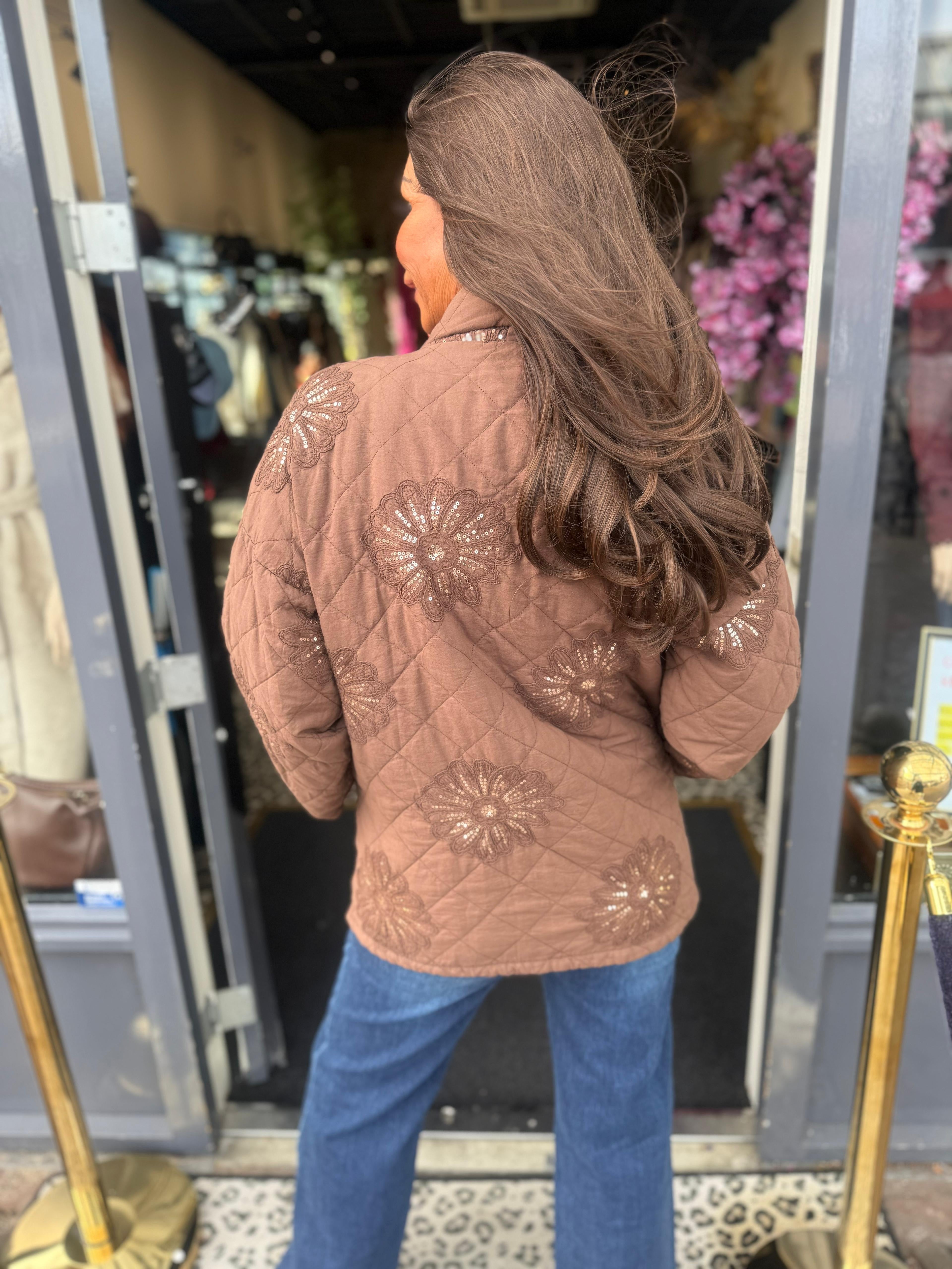 Jasje “sparkling flowers” bruin