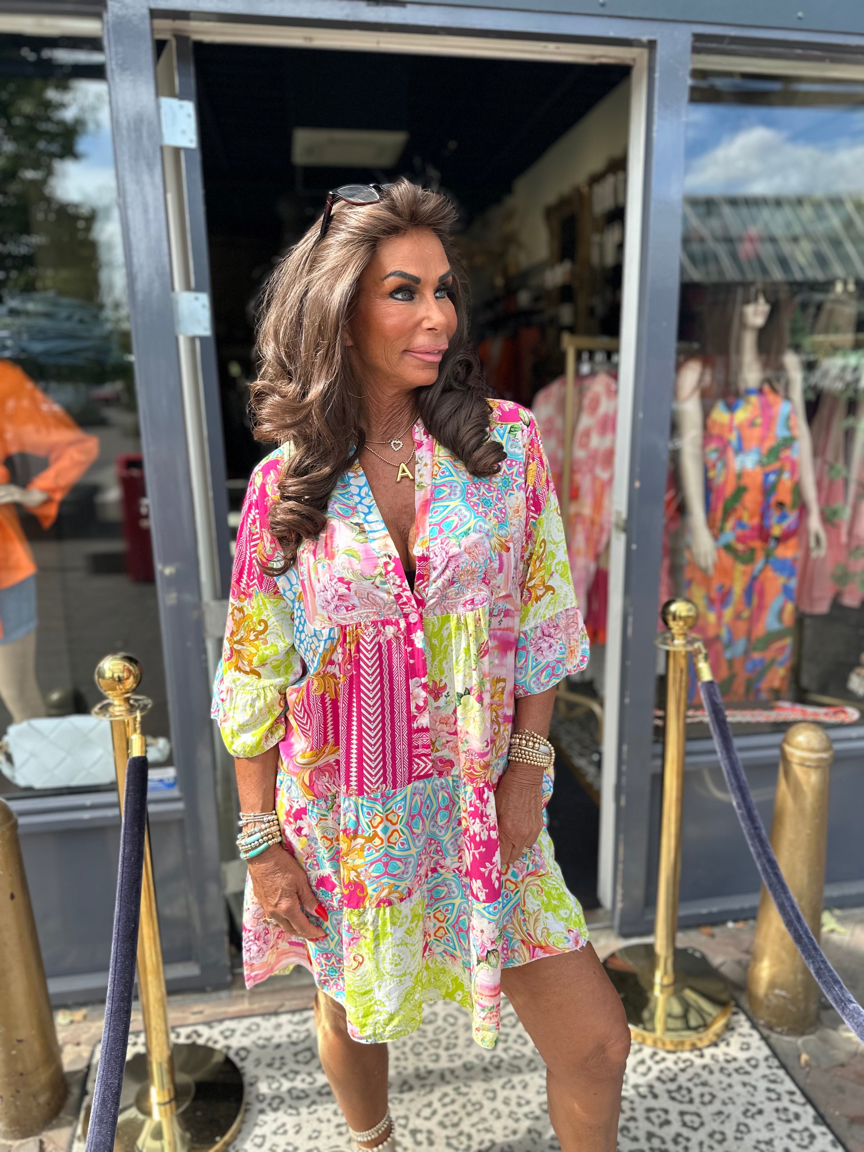 kort jurkje “Sabrina” groene print