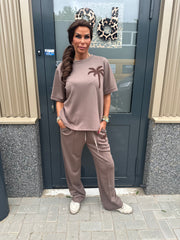 2 delig joggingset palmtree taupe