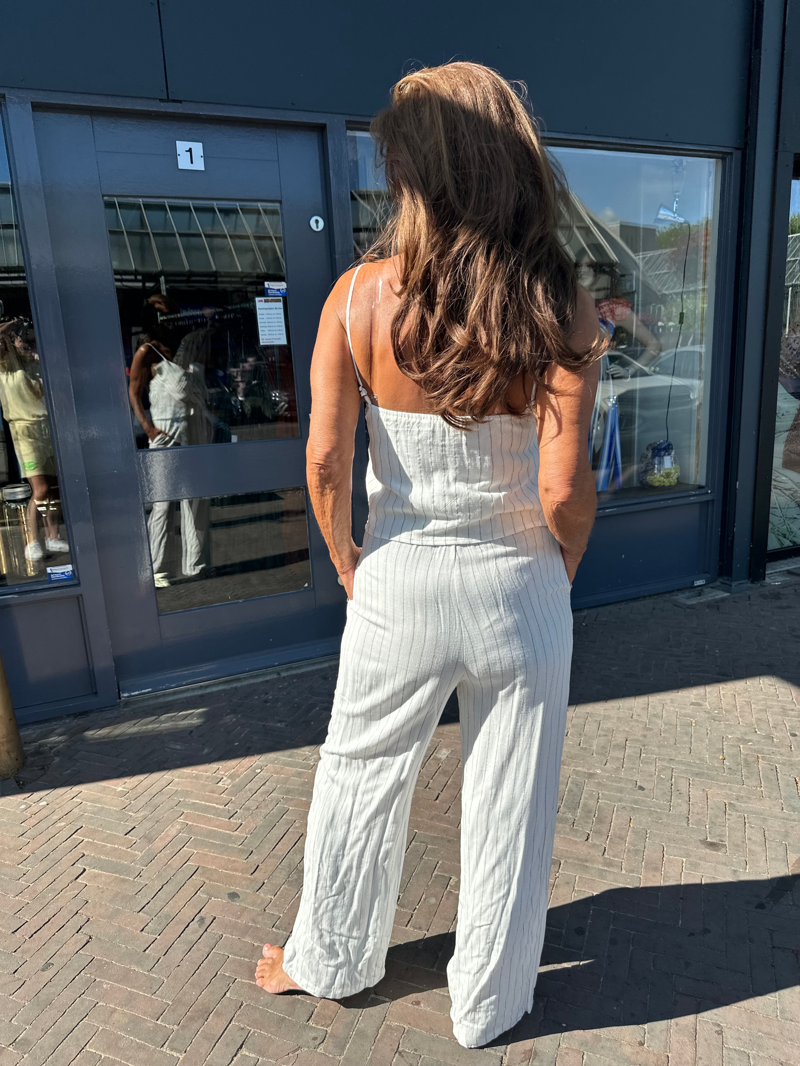 Jumpsuit "Bow" Wit gestreept