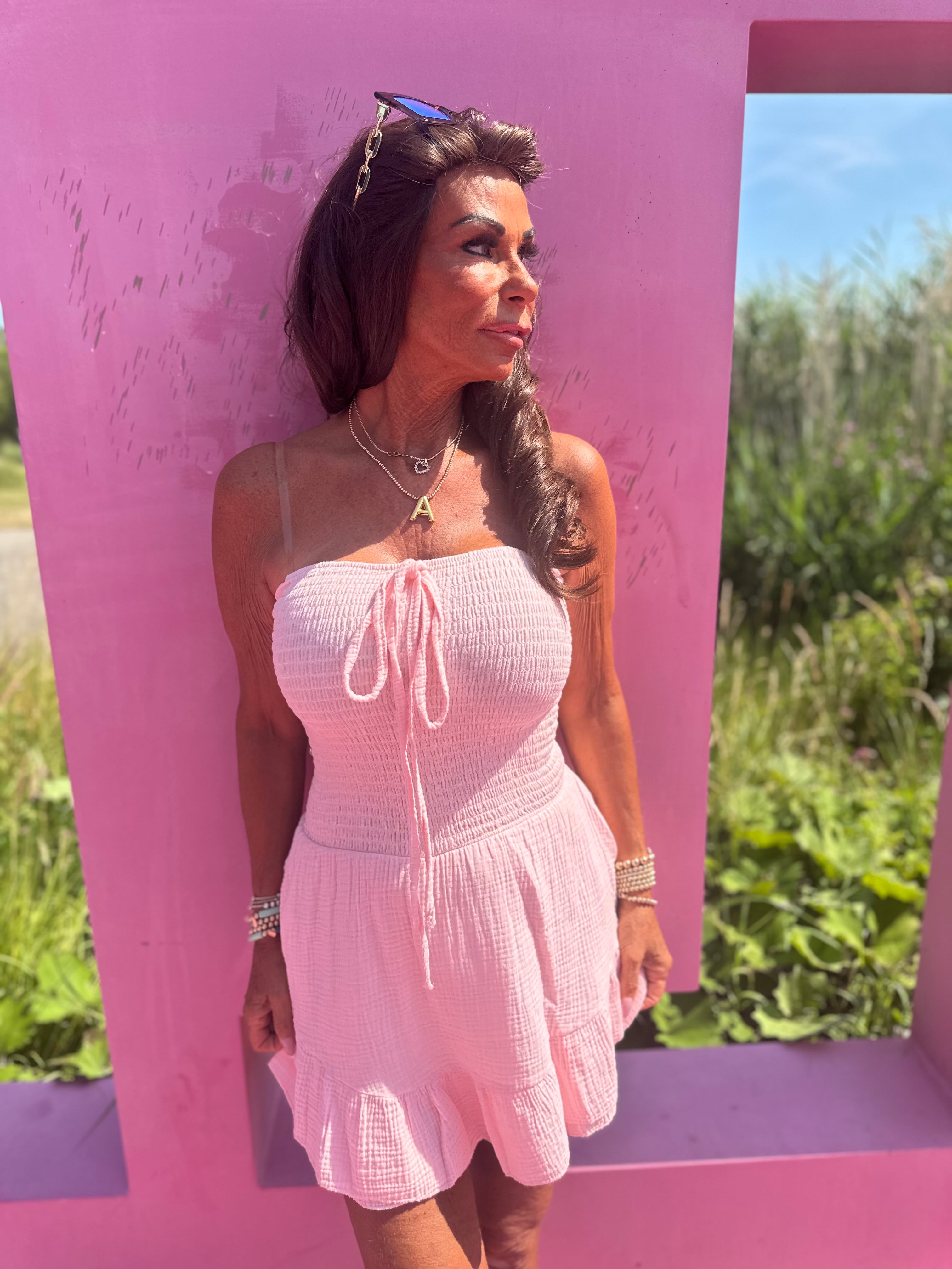 Playsuit kort "hydrofiel" zalm roze