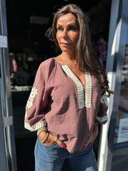 Blouse "Miley” Bruin/beige