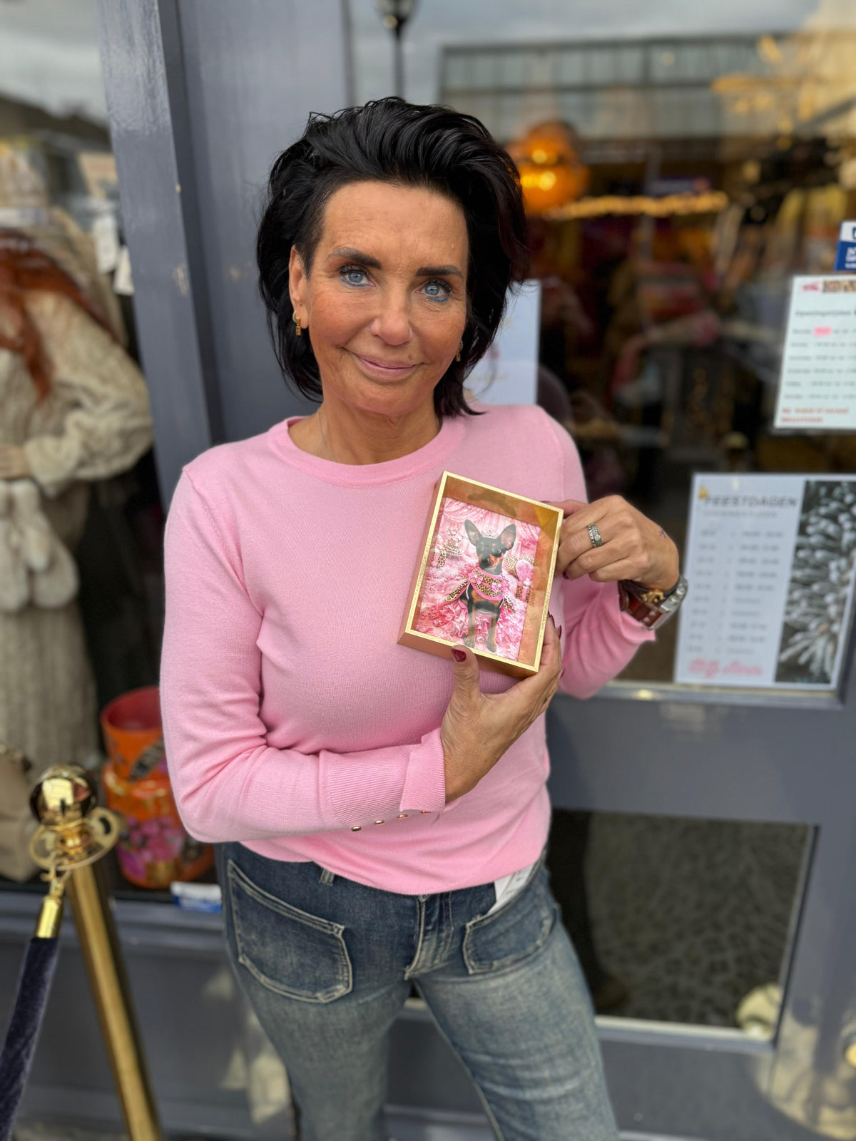 Lange mouwen top "beauty button" licht roze