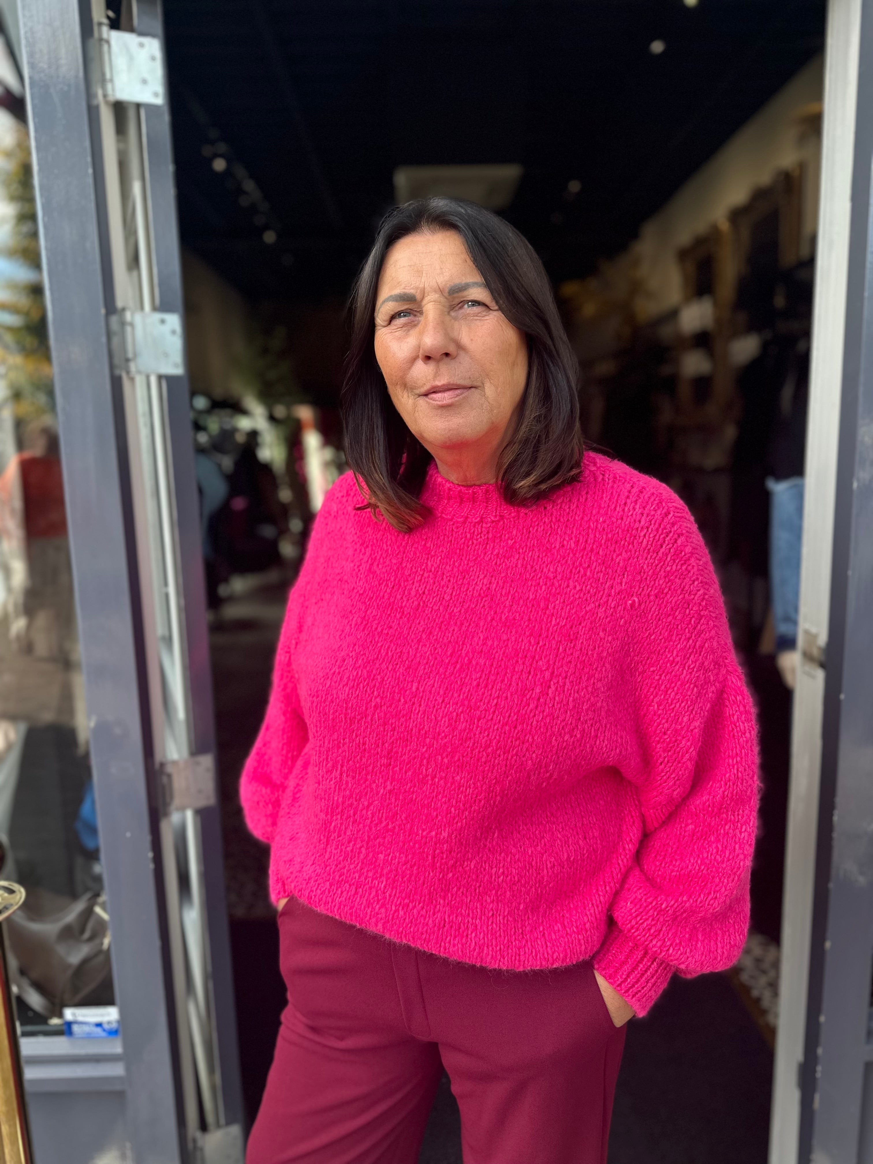 Trui "Knitted" Neon roze