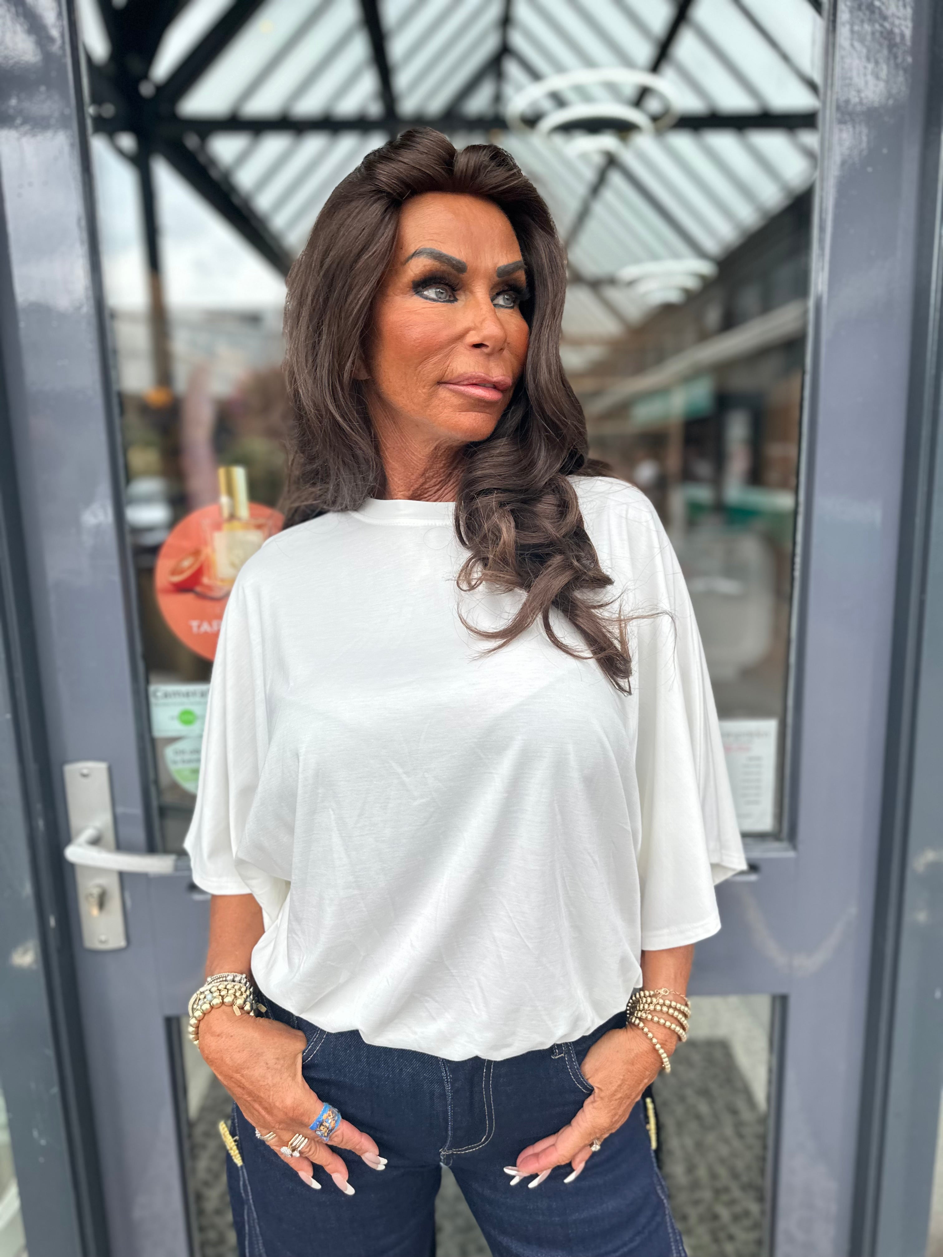Top "Wide" vleermuismouw offwhite