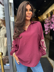 Blouse "Broderie" bordeaux