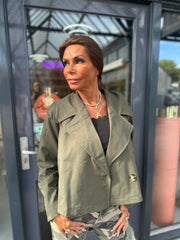 korte trenchcoat "Saar" Legergroen