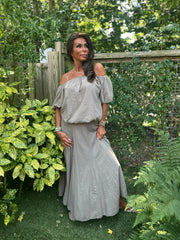 2 delig set lange rok en top "Lina" taupe