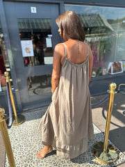 Lange Viscose jurk "Emily" Taupe