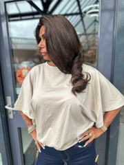 Top "Wide" vleermuismouw beige