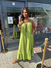 Lange Viscose jurk "Emily" olijfgroen