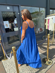 Lange Viscose jurk "Emily" kobaltblauw