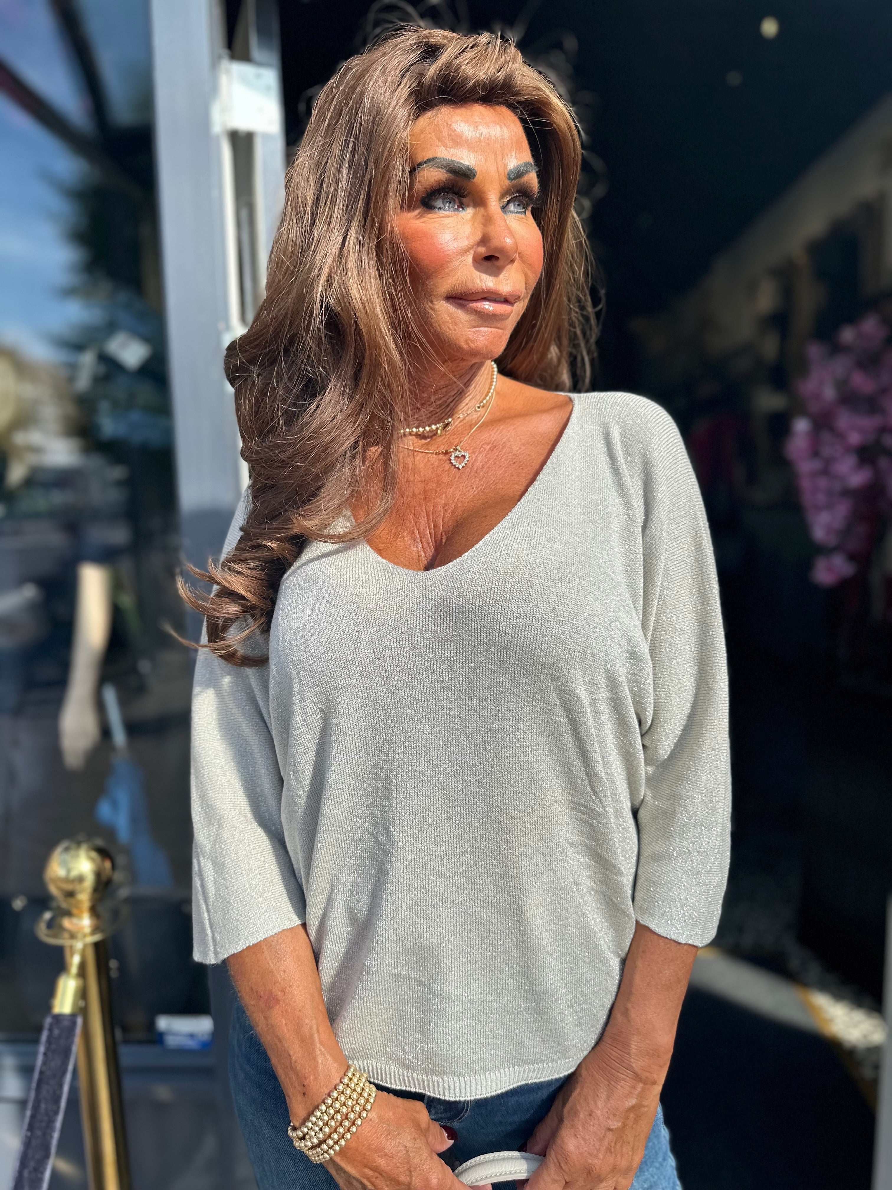 Top lurex "Mila" zilver